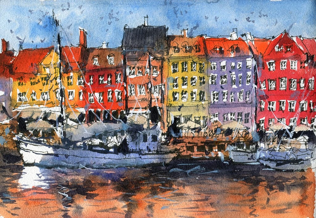 Easy Line and Wash: Copenhagen and Suburban Scene