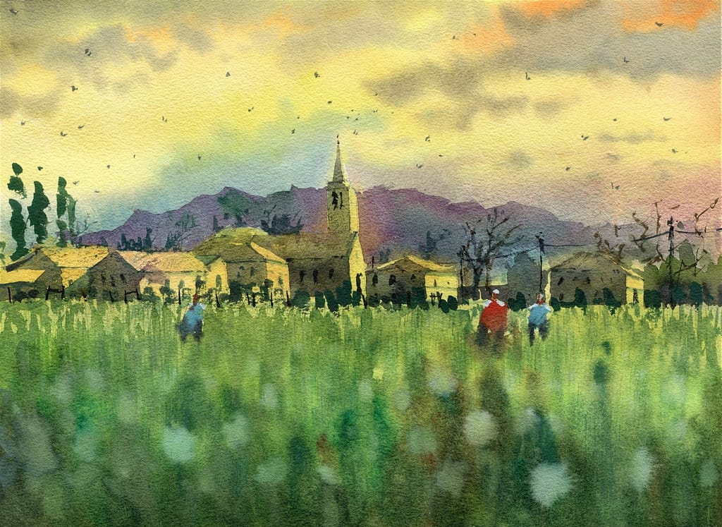 loose watercolor landscape